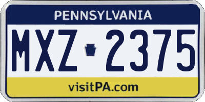 PA license plate MXZ2375
