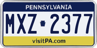 PA license plate MXZ2377