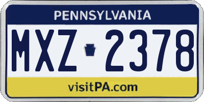 PA license plate MXZ2378