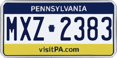 PA license plate MXZ2383