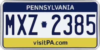 PA license plate MXZ2385