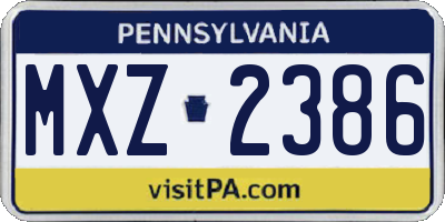 PA license plate MXZ2386