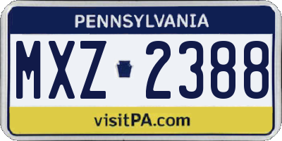 PA license plate MXZ2388