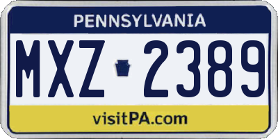 PA license plate MXZ2389
