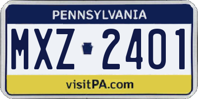 PA license plate MXZ2401