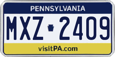 PA license plate MXZ2409