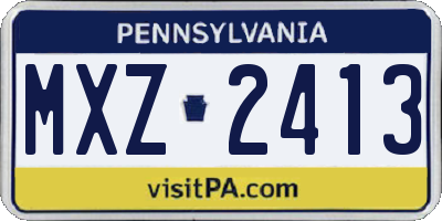 PA license plate MXZ2413