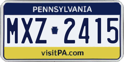 PA license plate MXZ2415