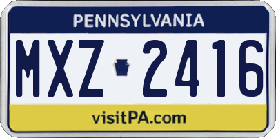 PA license plate MXZ2416