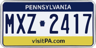 PA license plate MXZ2417