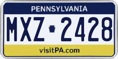 PA license plate MXZ2428