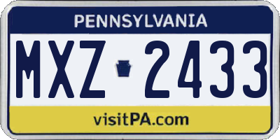 PA license plate MXZ2433