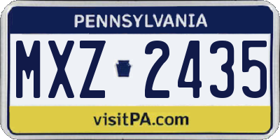 PA license plate MXZ2435