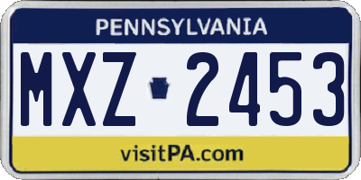 PA license plate MXZ2453