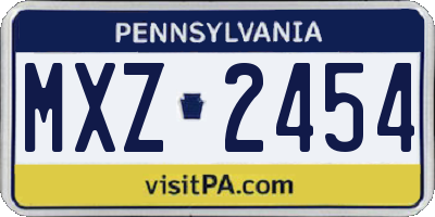 PA license plate MXZ2454
