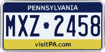 PA license plate MXZ2458