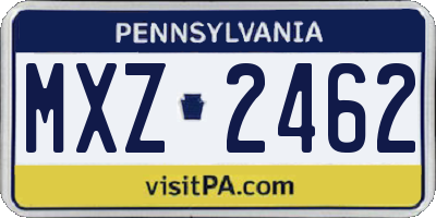 PA license plate MXZ2462