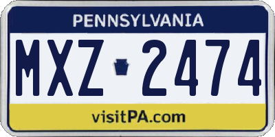 PA license plate MXZ2474