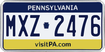 PA license plate MXZ2476