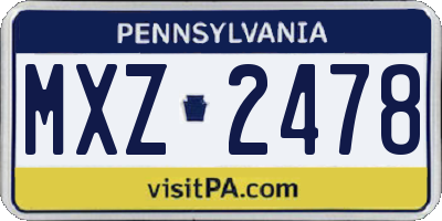 PA license plate MXZ2478