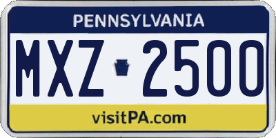 PA license plate MXZ2500