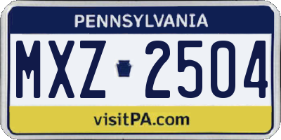PA license plate MXZ2504