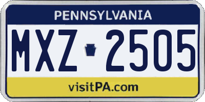 PA license plate MXZ2505