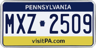 PA license plate MXZ2509