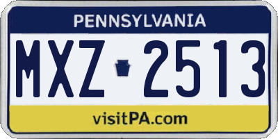 PA license plate MXZ2513