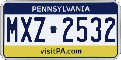 PA license plate MXZ2532