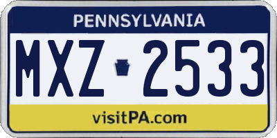 PA license plate MXZ2533