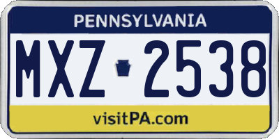 PA license plate MXZ2538