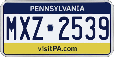 PA license plate MXZ2539