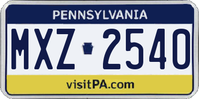 PA license plate MXZ2540