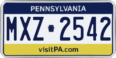 PA license plate MXZ2542