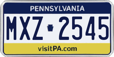 PA license plate MXZ2545