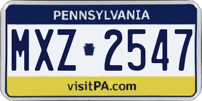 PA license plate MXZ2547