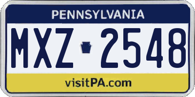 PA license plate MXZ2548