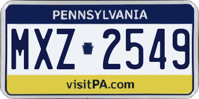 PA license plate MXZ2549