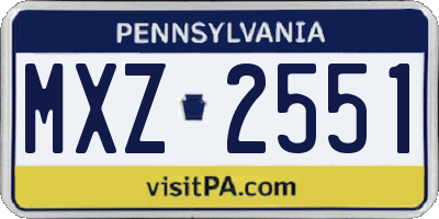 PA license plate MXZ2551