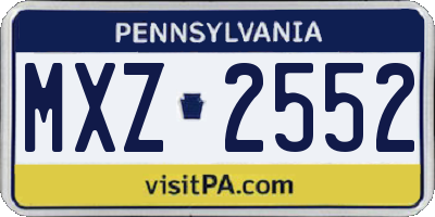 PA license plate MXZ2552