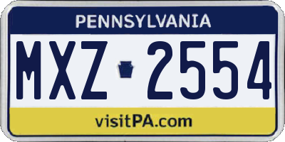 PA license plate MXZ2554