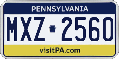 PA license plate MXZ2560