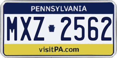 PA license plate MXZ2562