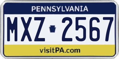 PA license plate MXZ2567