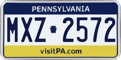 PA license plate MXZ2572