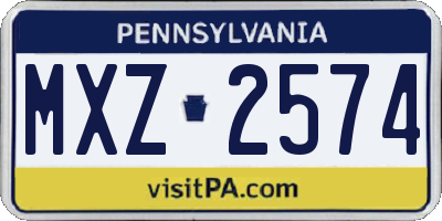 PA license plate MXZ2574