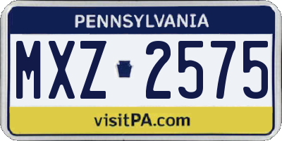 PA license plate MXZ2575