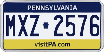 PA license plate MXZ2576