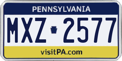 PA license plate MXZ2577